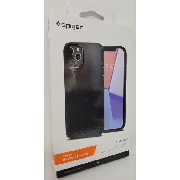 Spigen Thin Fit Case for iPhone 12 Pro Max, Black, - Picture 1 of 4